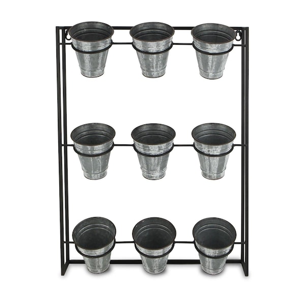 Gardencontrol 9 Pot Wall Planter with Metal Wall Frame GA2546580 - main